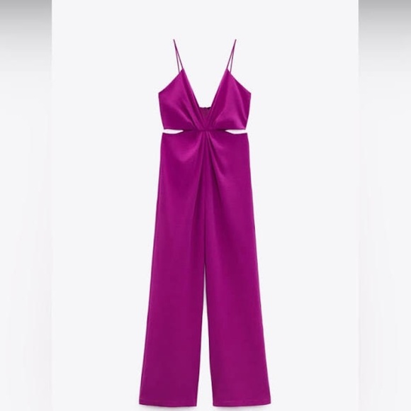 Zara Pants - Zara Twisted Strap Cut-out Jumpsuit in Magenta - Size M